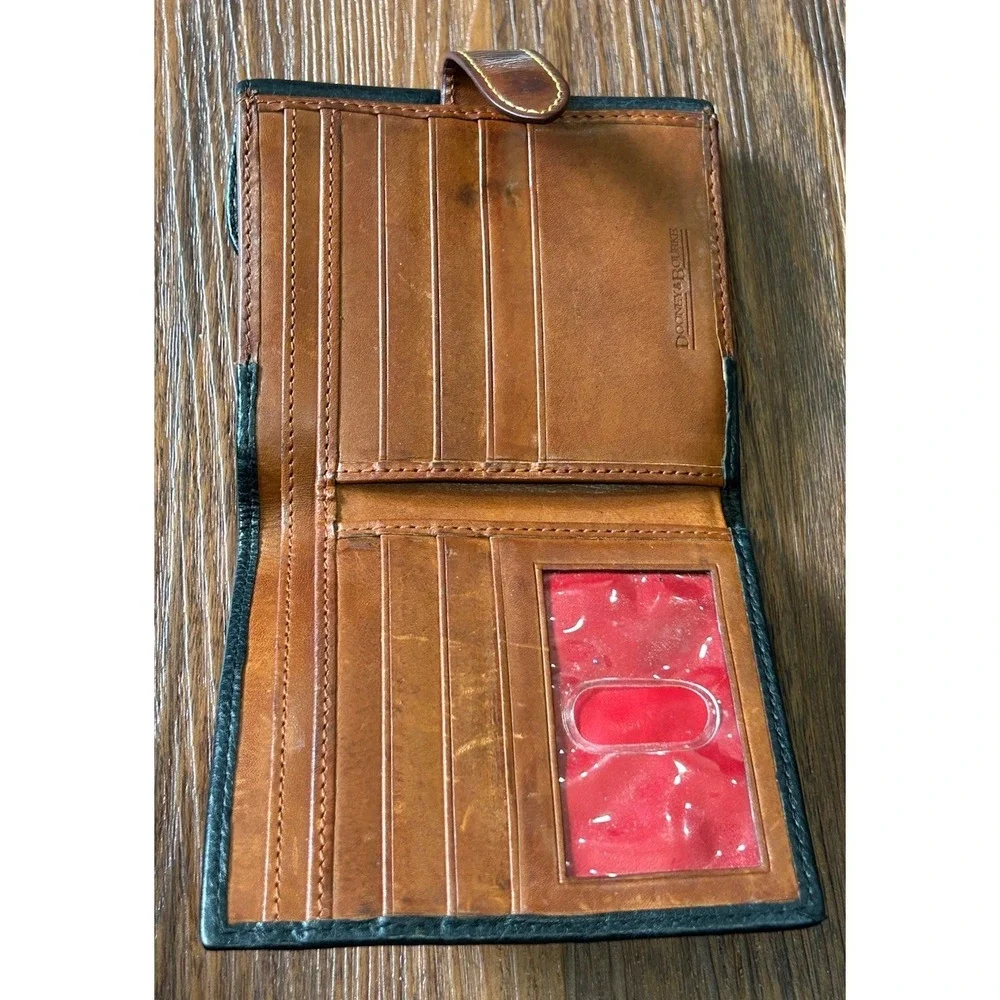 Vintage Dooney & Bourke Black All Weather Leather AWL‎ Wallet Double Fold Snap